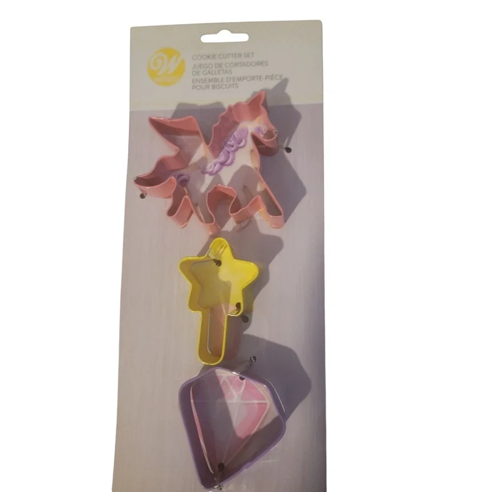 Wilton Cookie Cutter Set Unicorn Star Diamond Pink Yellow Purple NWT 3pc Metal